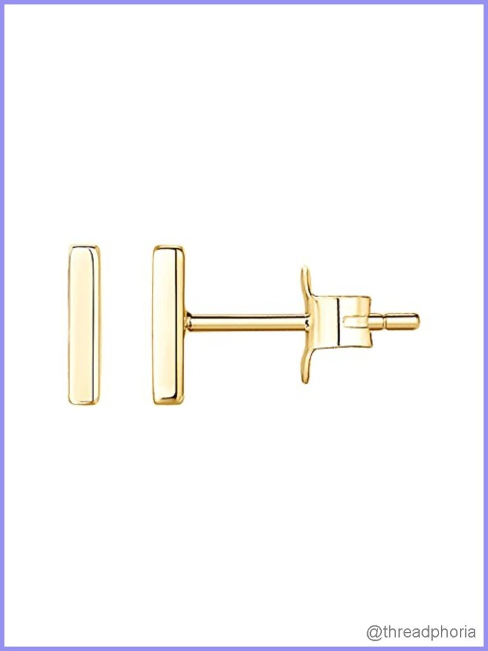 14K Gold Plated Dainty Bar Stud Earrings Hypoallergenic Minimalist